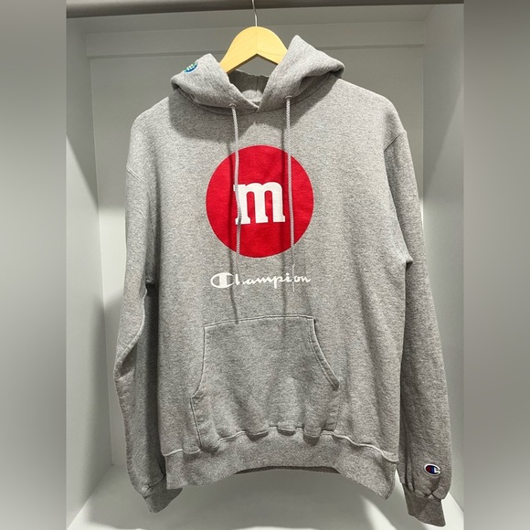 M&Ms Champion Hoodie Adult Size M Gray Long Sleeve Embroidered Hooded Pullover - Picture 8 of 9